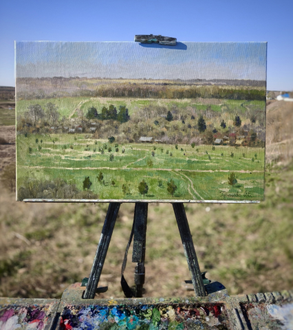 «Начало мая в Менделеевске» холст, масло, 35х55 см, 2026, Горюнова Ольга