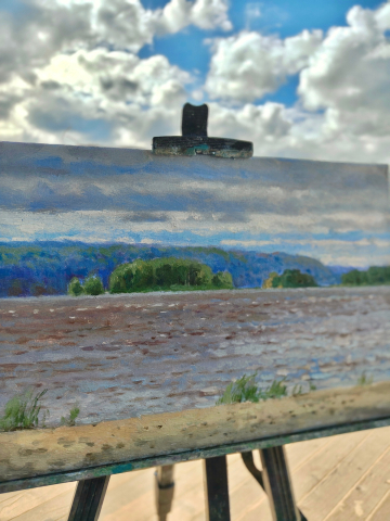 Кама в конце мая» холст, масло, 25х40 см, 2026, Горюнова Ольга