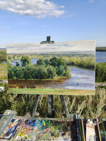 «Где Тойма встречается с Камой», холст, масло, 35х60 см, 2026, Горюнова Ольга