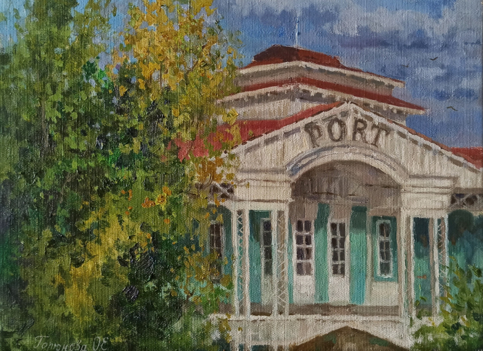 «Речной порт, конец августа»  холст, масло, 30х40 см, 2025