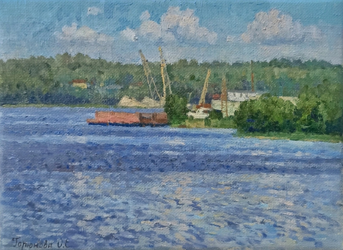 «Волга в Кимрах» холст, масло, 24х33 см, 2025, Горюнова Ольга