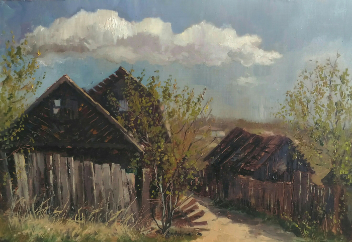 «Дорога в Кунисниково» лит, масло, 20х30 см, 2018 г